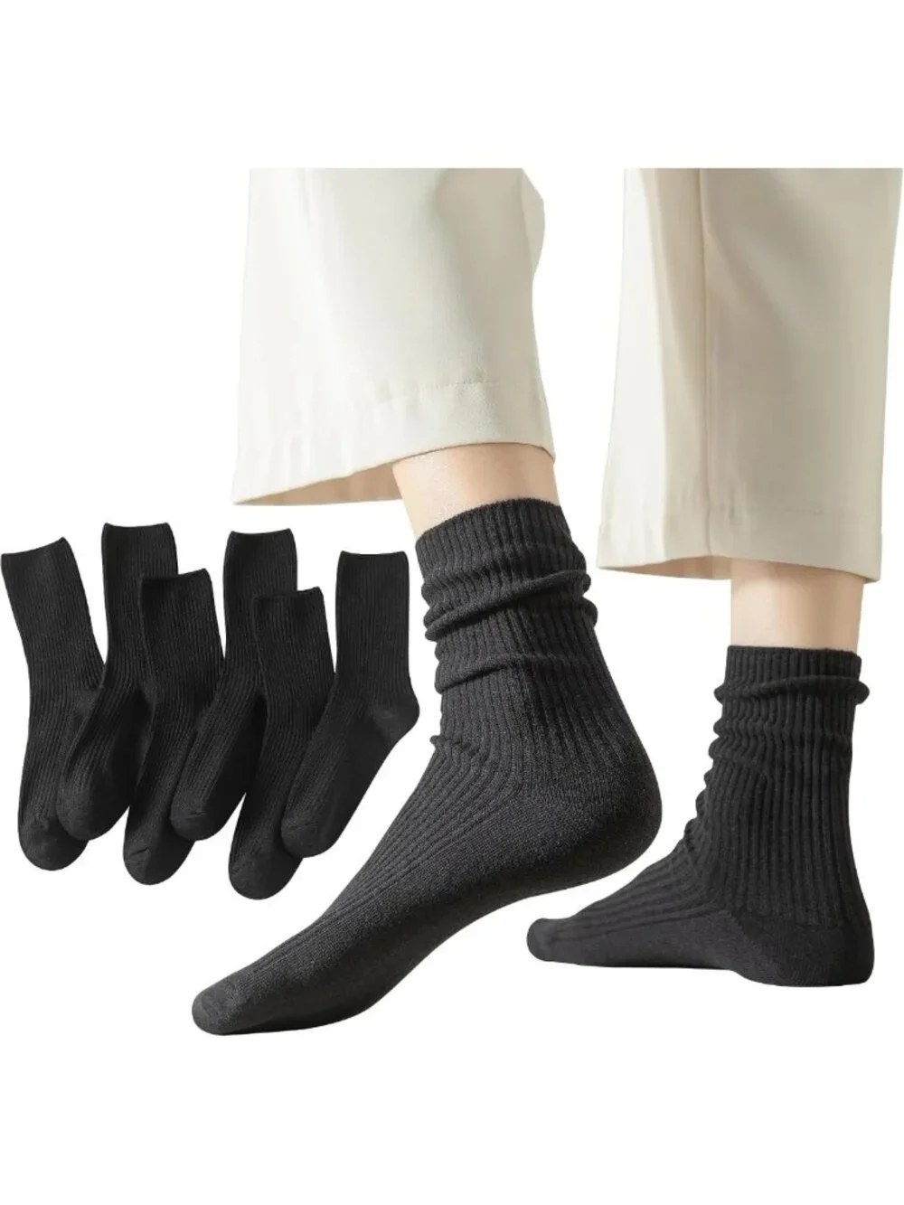 6 Pack Women's Crew Socks - Soft Cotton, Cute Casual & Athletic Style, Aesthetic